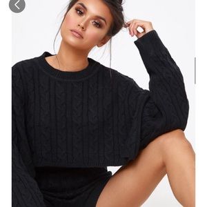 PrettyLittleThing 💖 black crop sweater